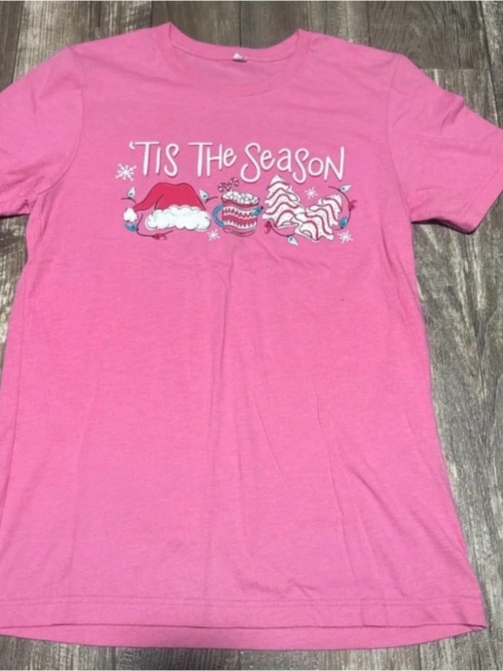 Pink 'Tis The Season Holiday Graphic Short Sleeve Tee
